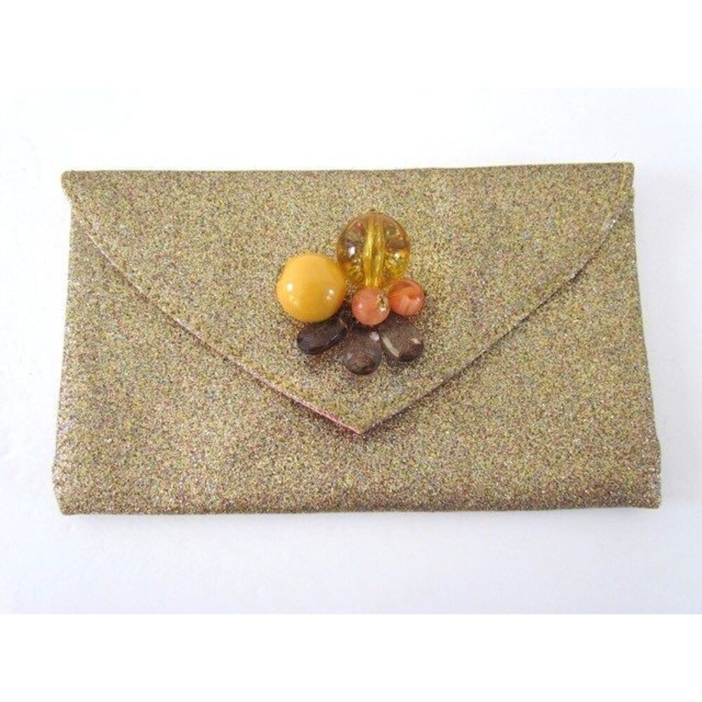 Vintage Miss Albright Clutch Bag Beaded Floral Accent
